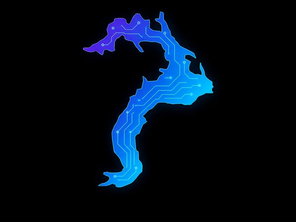 Circuit-board map of Lake Pend Oreille — Sandpoint IT support by Whitney Solutions